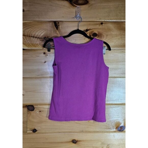 LAUREN RALPH LAUREN Womens Size Medium Pink COTTON RIBBED KNIT -TANK TOP - Picture 2 of 9